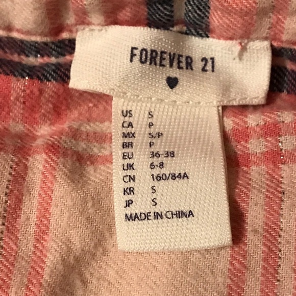 Forever 21 Plaid Flannel Mini Shirt Dress PINK S - Picture 9 of 12